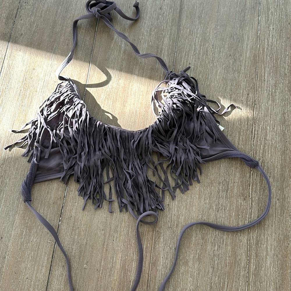 LSpace purple fringe bikini top (tie top and back) Small